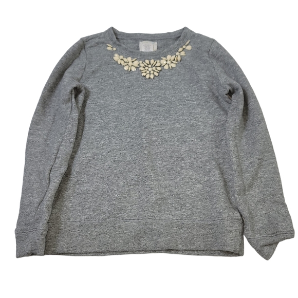 J. Crew Other - Crewcuts Heathered Gray Jeweled Neckline Sweatshirt Sz 10